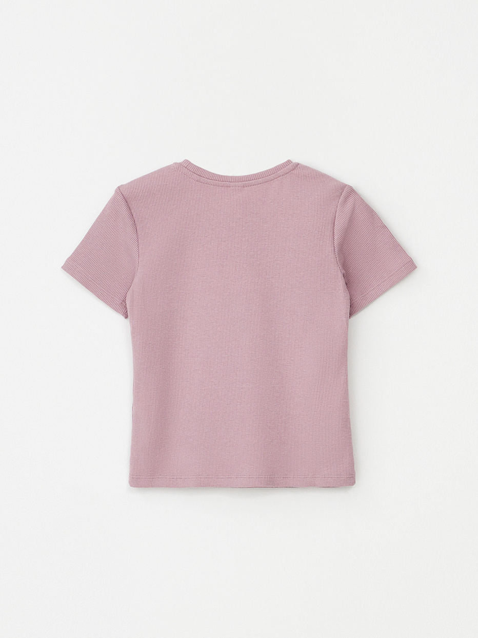 Трикотажная футболка в рубчик для девочек, фото - 2