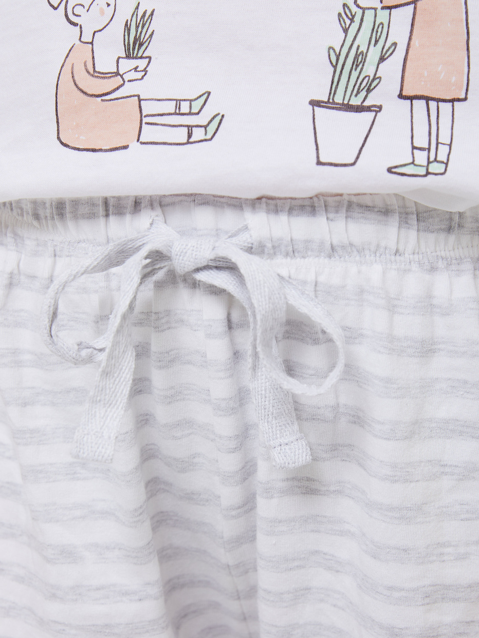 Трикотажная пижама с принтом для девочек, фото - 4
