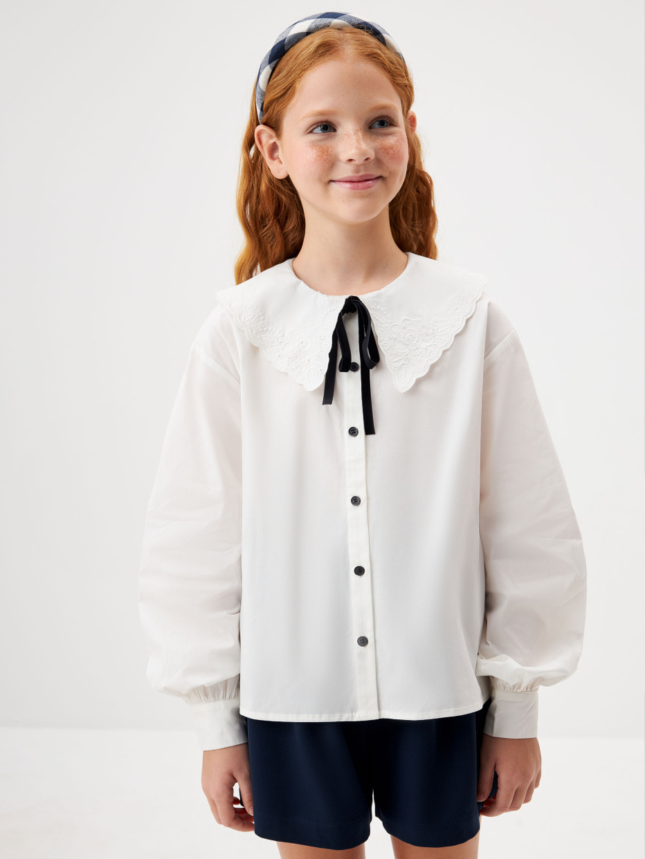Блузка с нарядным воротником для девочек, фото - 1