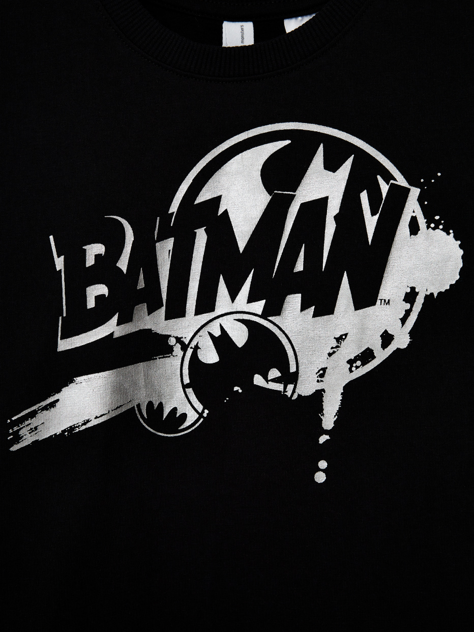 Черная футболка с принтом Batman для мальчиков, фото - 4