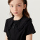 Трикотажная футболка с воротником для девочек, цвет черный