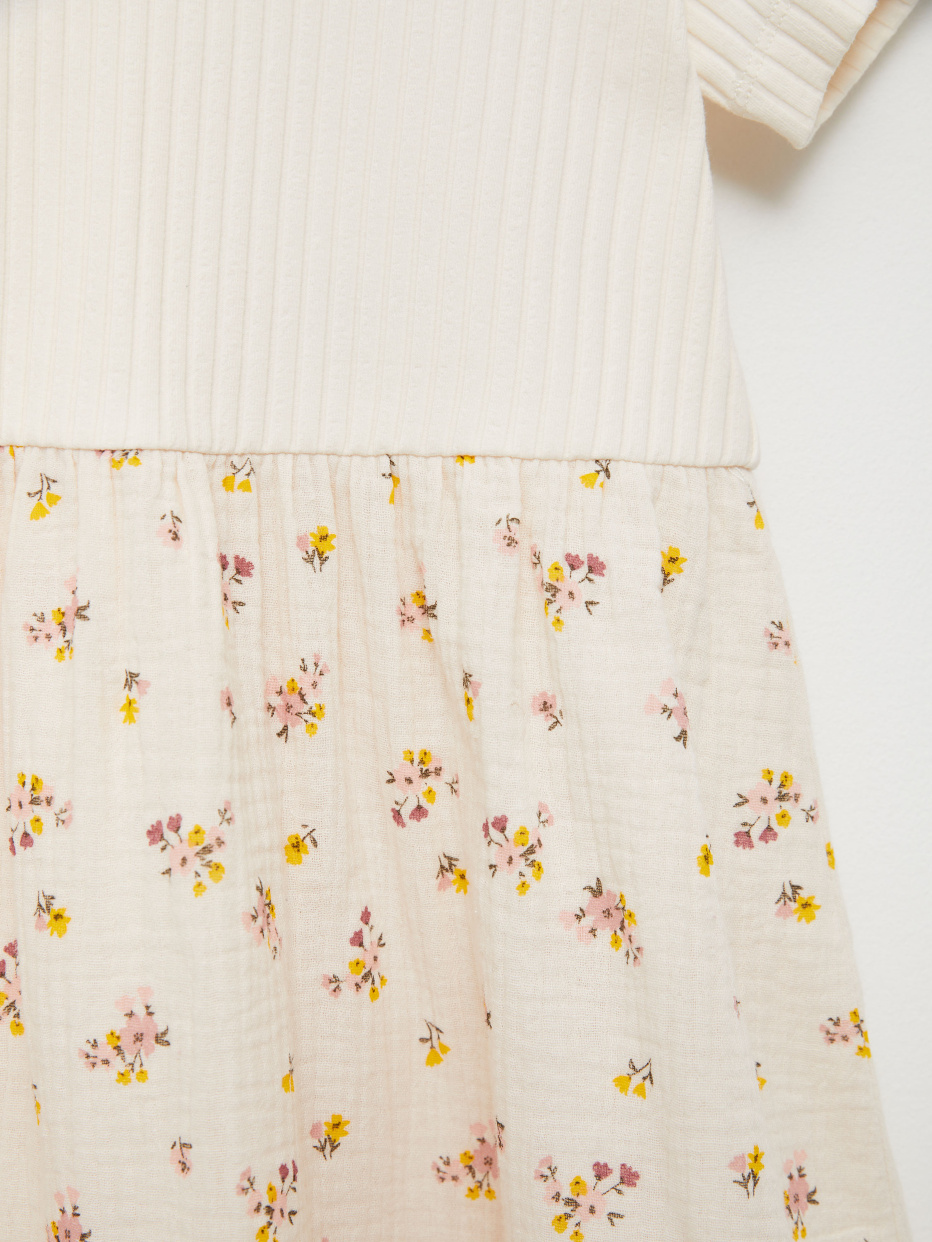 Трикотажное платье с юбкой в цветочек для девочек, фото - 3
