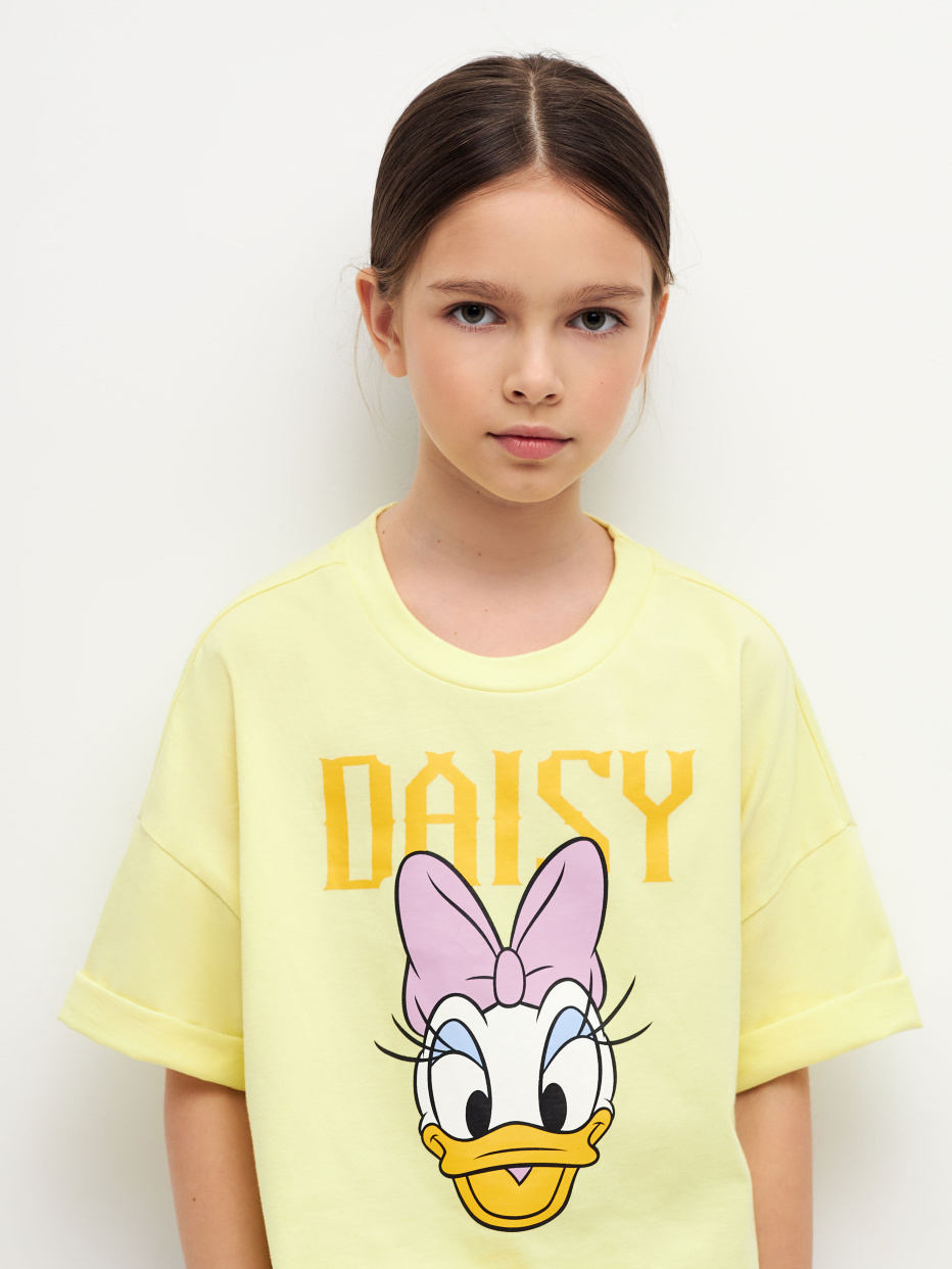 Укороченная футболка с принтом Disney Daisy Duck для девочек, фото - 1