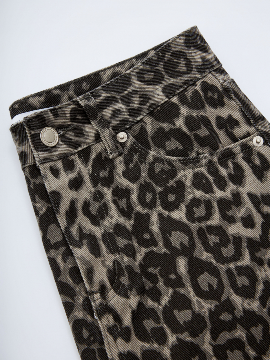 Джинсовая юбка миди с леопардовым принтом, фото - 7