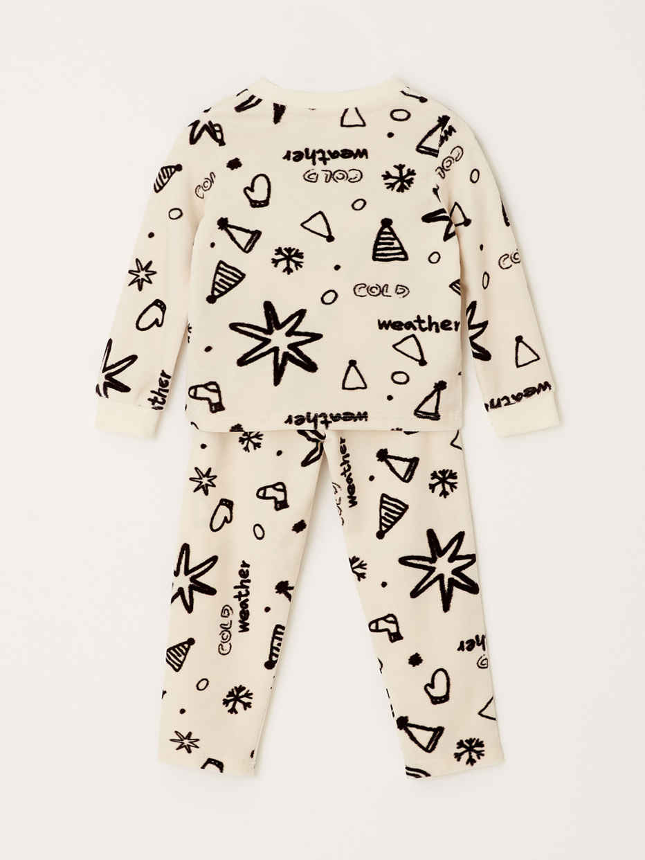 Велюровая пижама с принтом для девочек, фото - 3