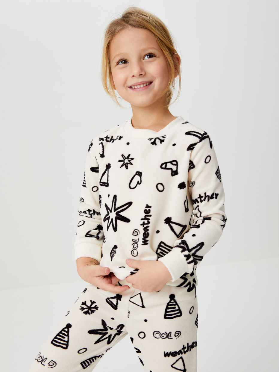 Велюровая пижама с принтом для девочек, фото - 6