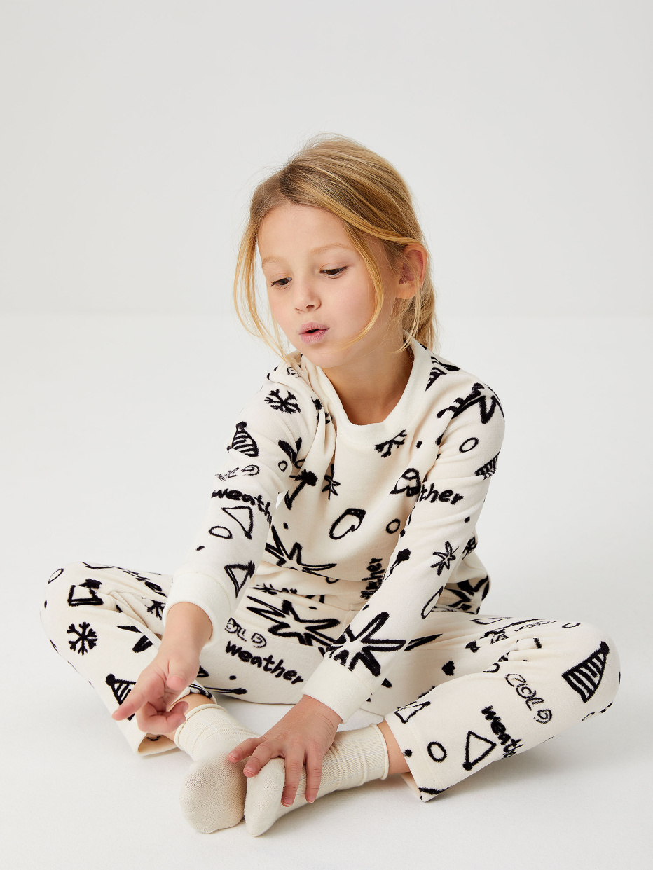 Велюровая пижама с принтом для девочек, фото - 7