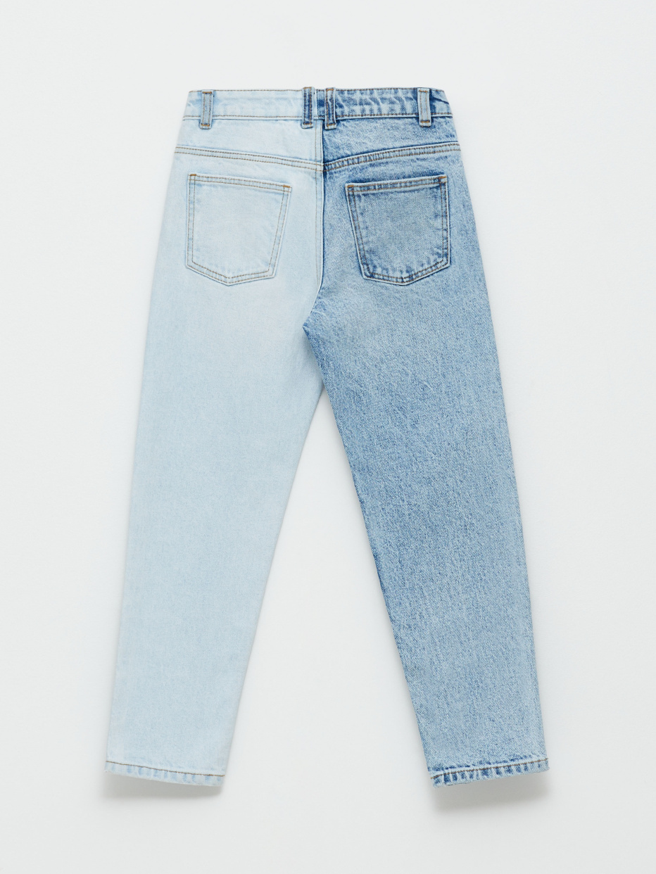 Двухцветные джинсы Mom fit для девочек, фото - 4