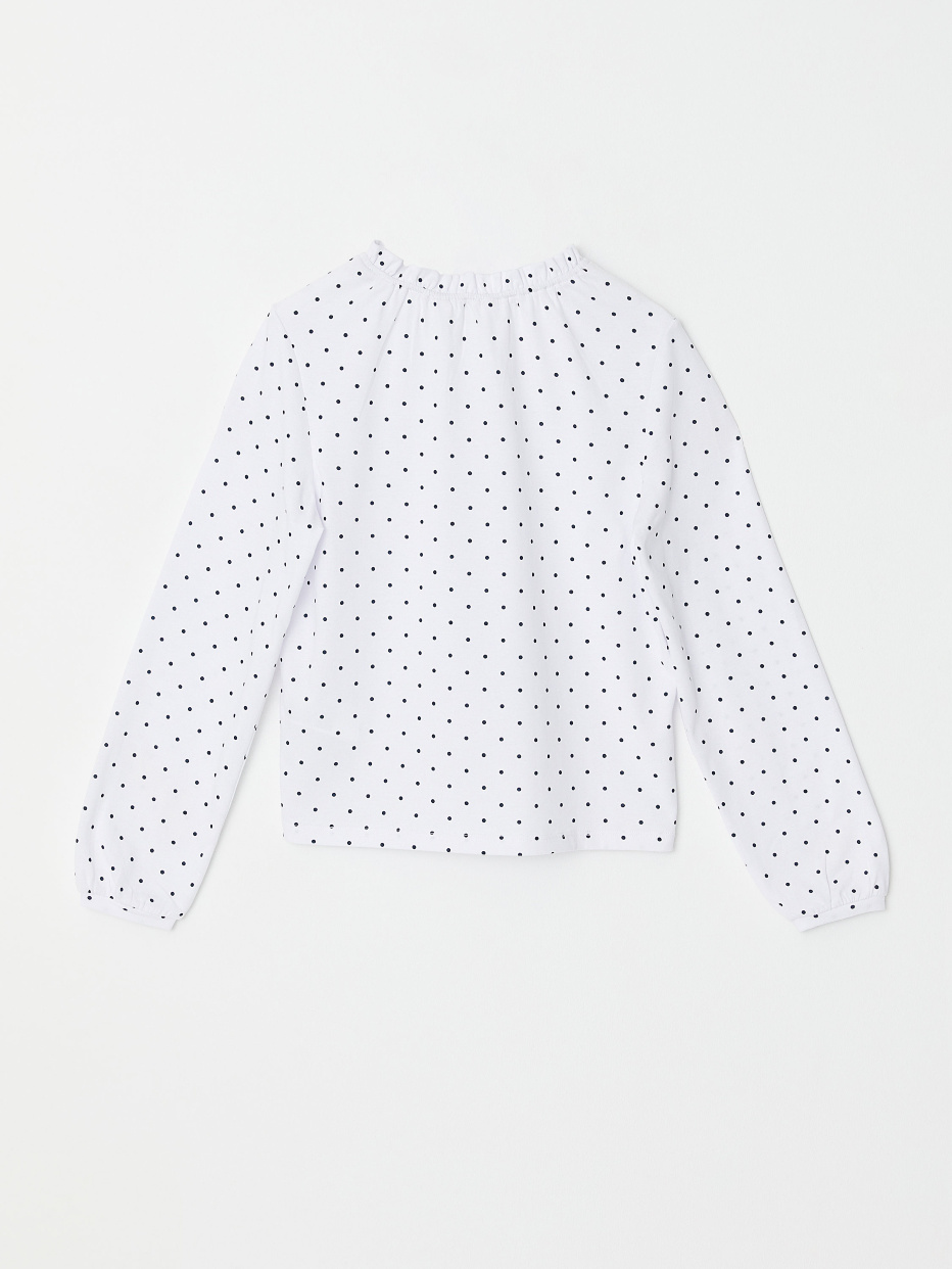Трикотажная блузка с воротником-стойкой для девочек, фото - 4