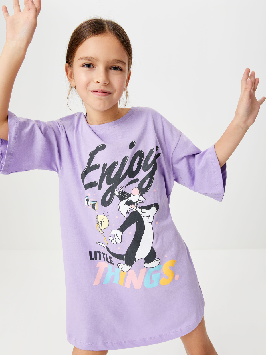 Ночная сорочка с принтом  Looney Tunes для девочек, фото - 5