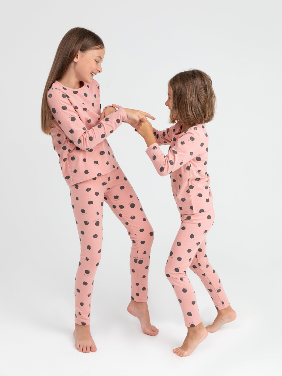Трикотажная пижама с принтом для девочек, фото - 7