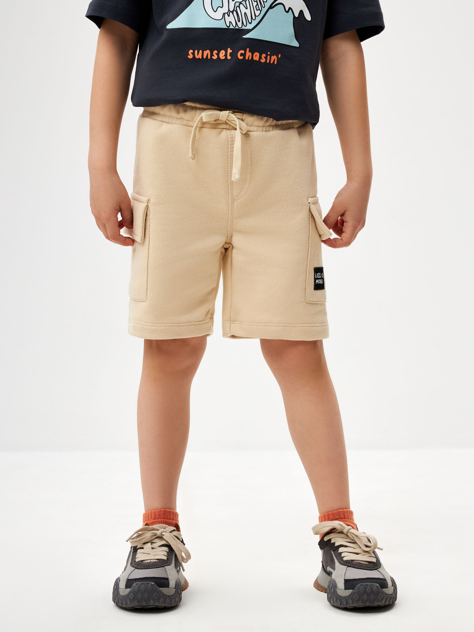 Трикотажные шорты с накладными карманами для мальчиков, фото - 2