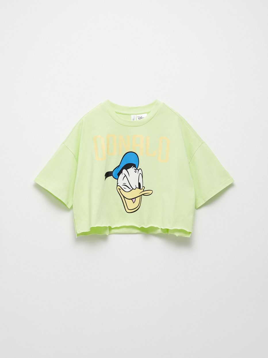 Укороченная футболка с принтом Disney Donald Duck для девочек, фото - 1