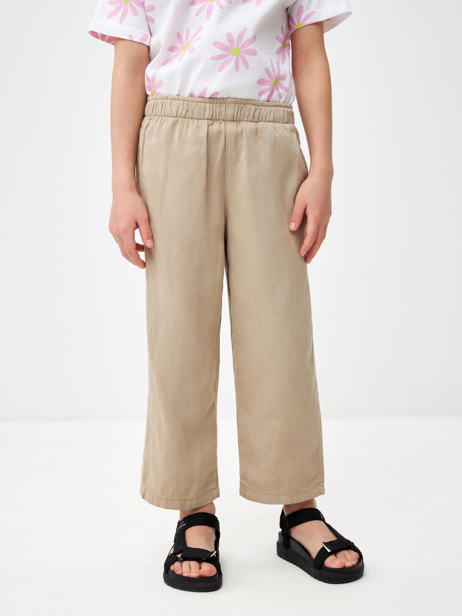 Широкие брюки из смесового льна для девочек, фото - 2