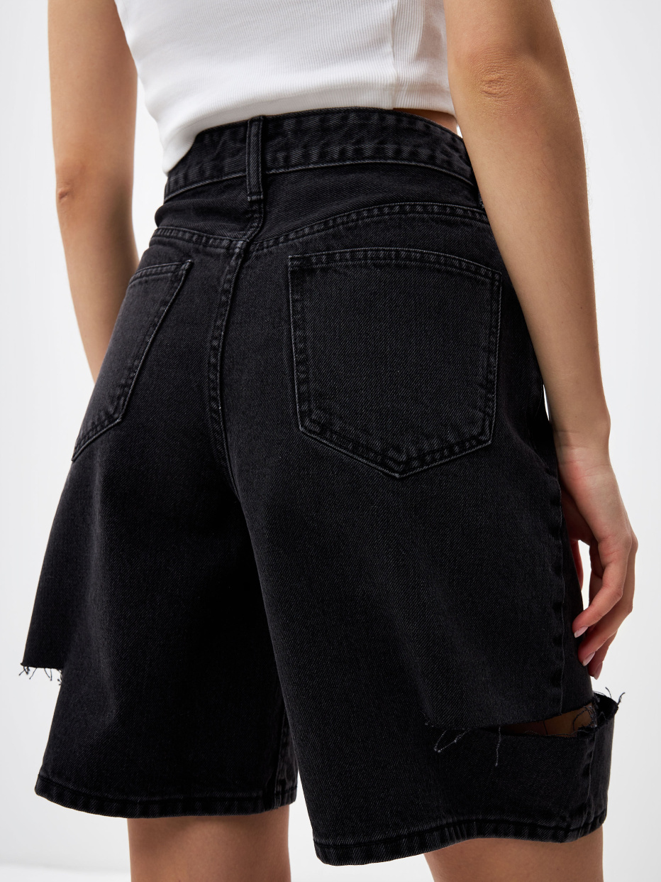 Удлиненные джинсовые шорты с разрезами, фото - 6