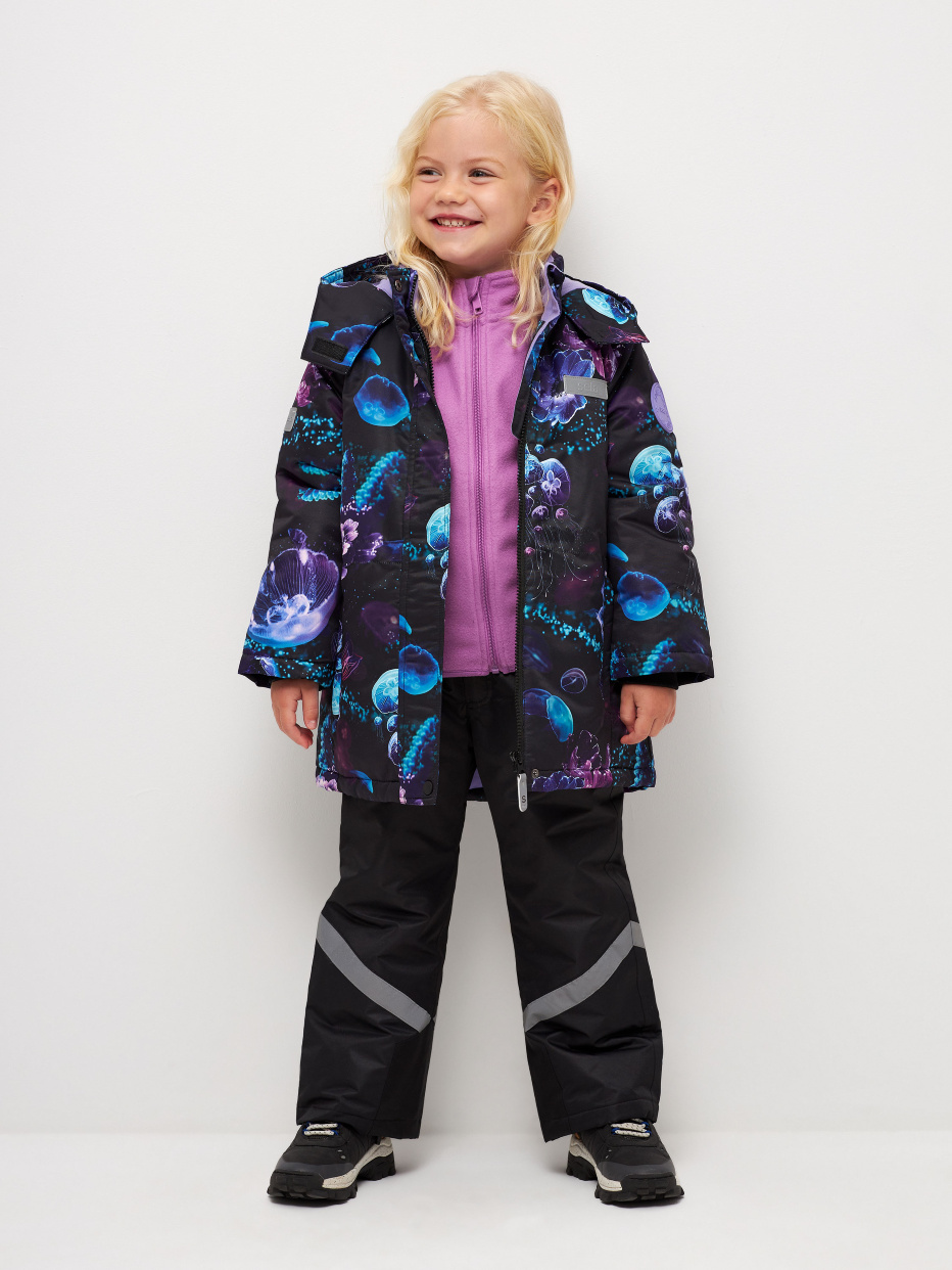 Зимняя куртка с принтом и лямками для девочек, фото - 9