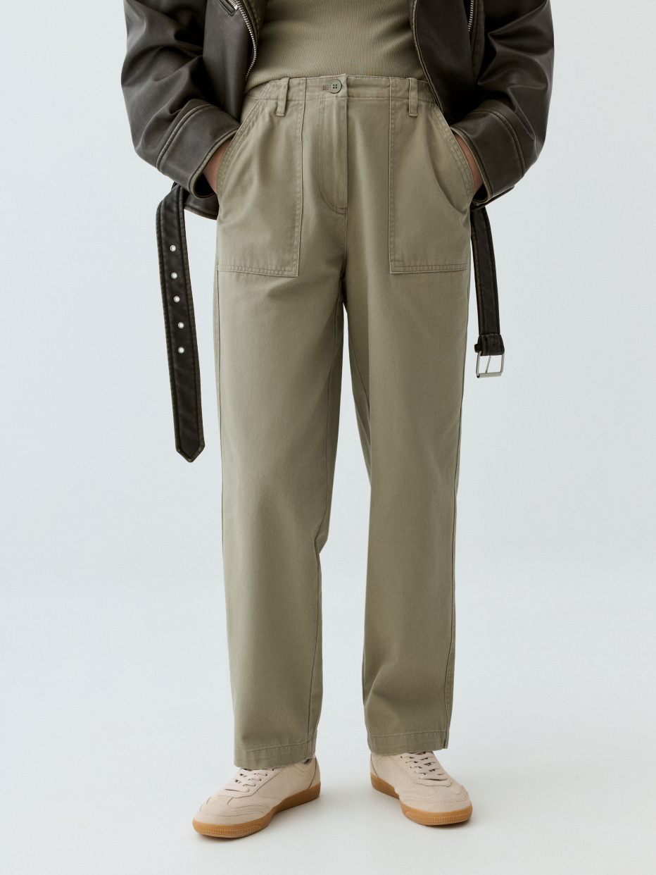 Укороченные брюки из твила, фото - 2
