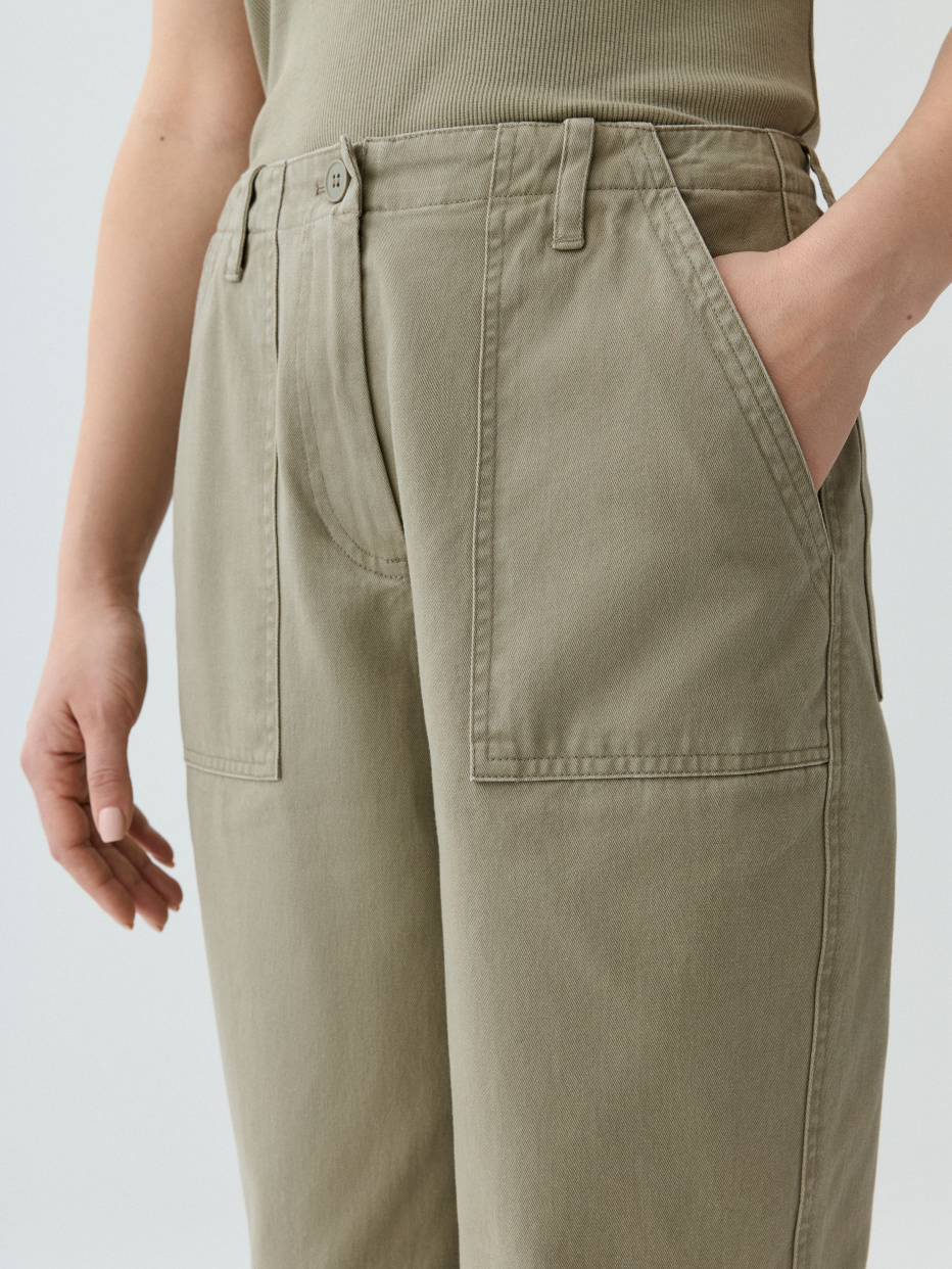 Укороченные брюки из твила, фото - 4