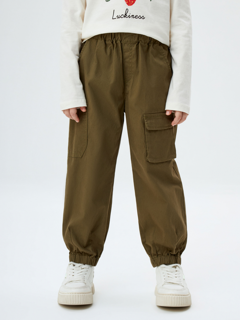 Хлопковые брюки карго для девочек, фото - 2