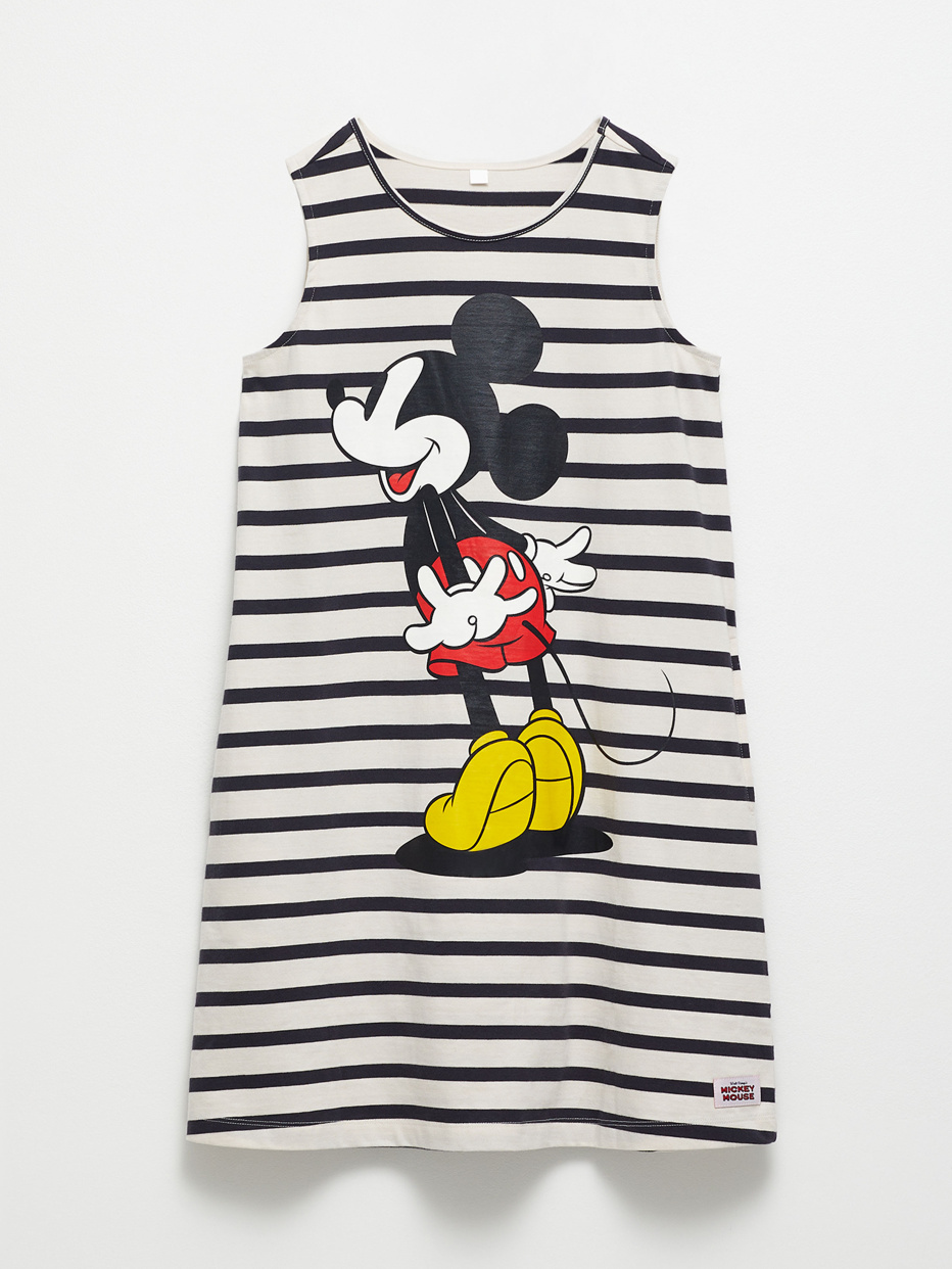 Трикотажное платье с принтом Mickey Mouse для девочек, фото - 1