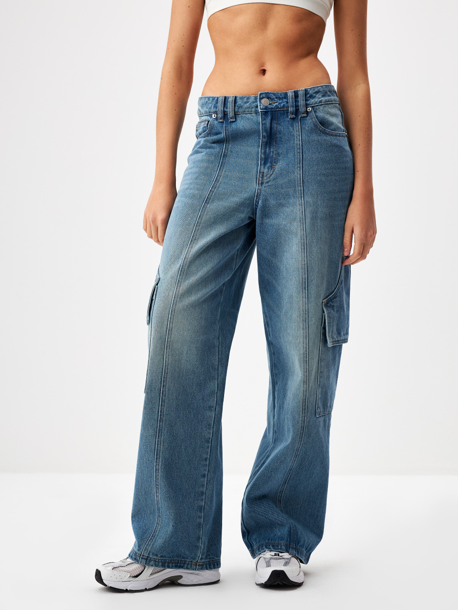 Широкие джинсы карго с низкой посадкой, фото - 2