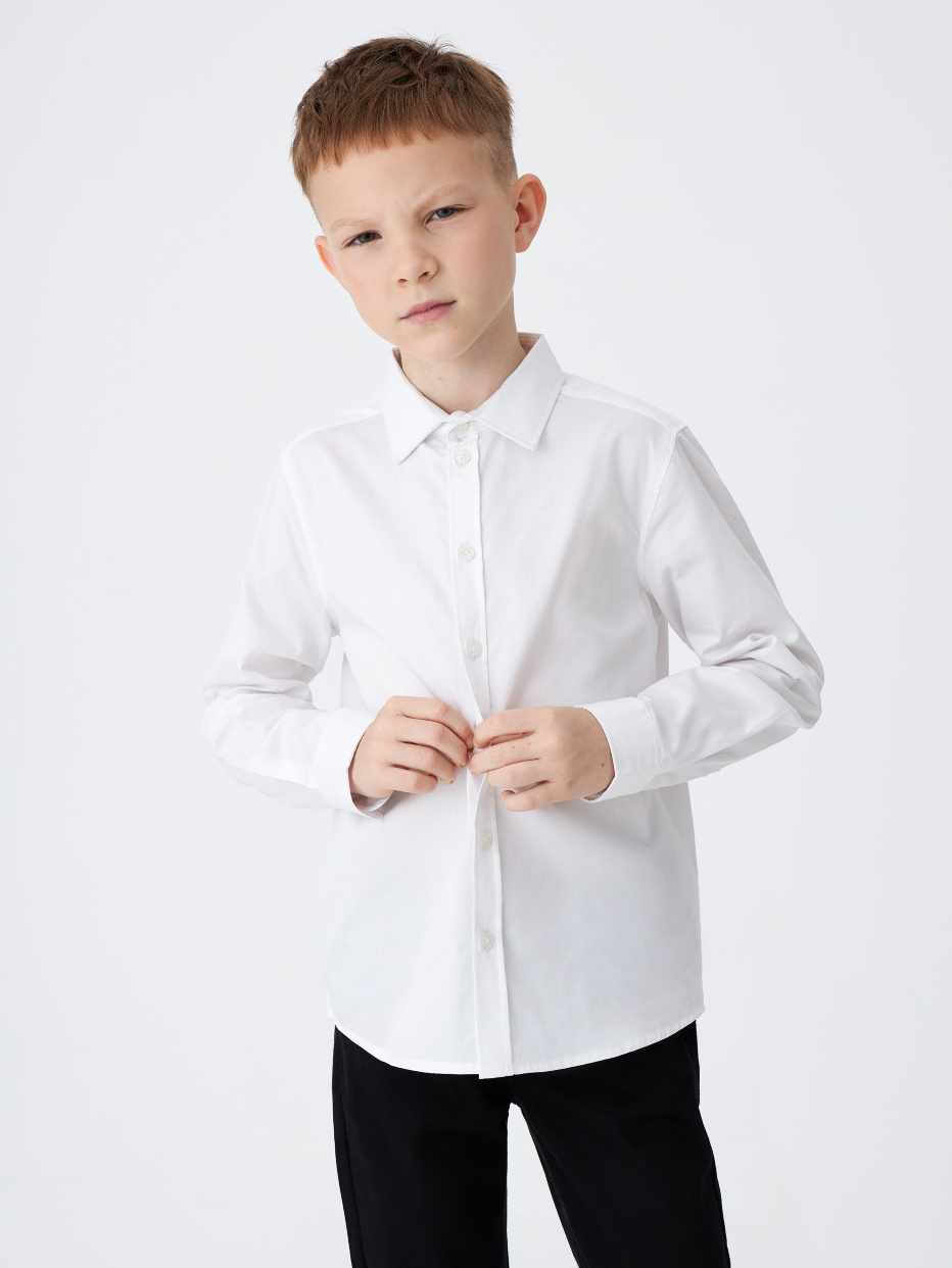 Школьная белая рубашка для мальчиков, фото - 1