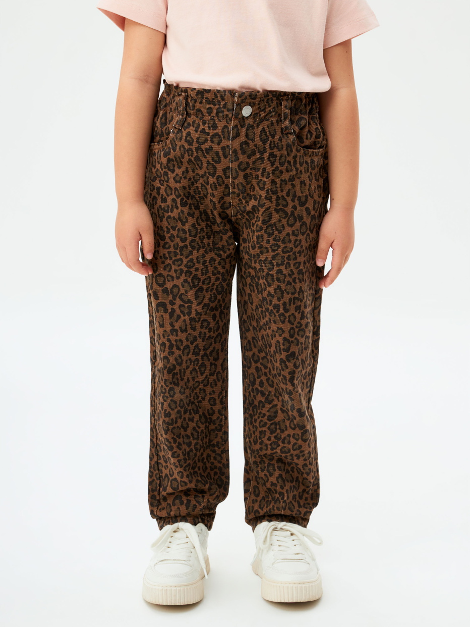 Леопардовые джинсы Paperbag fit для девочек, фото - 2