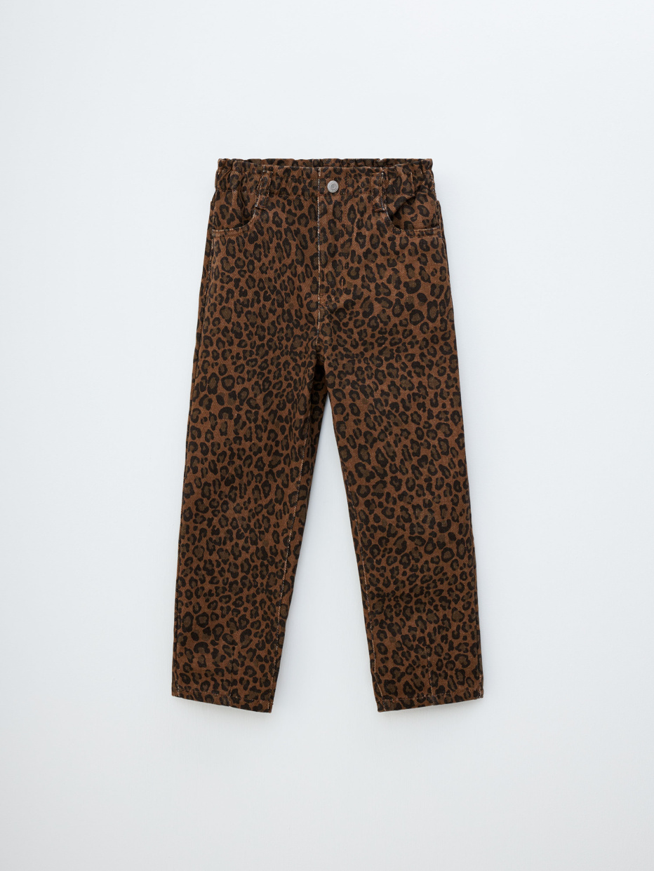 Леопардовые джинсы Paperbag fit для девочек, фото - 4