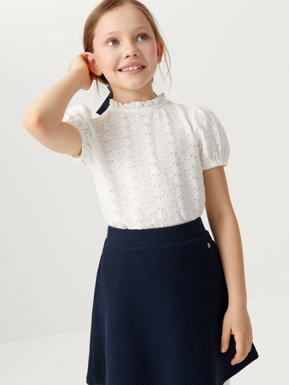Кружевная блузка с рукава-фонарики для девочек, фото - 1