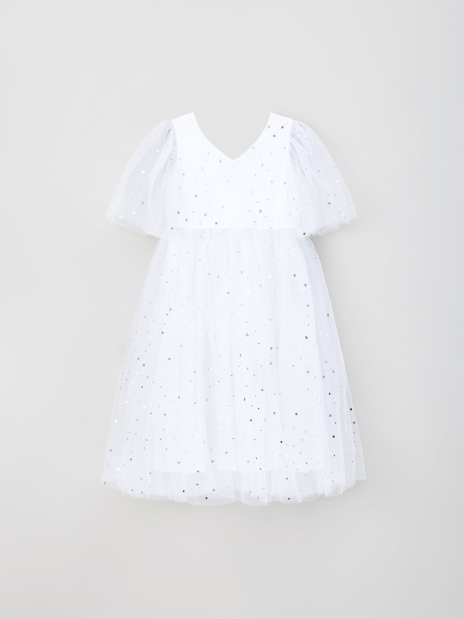 Белое пышное платье с пайетками для девочек, фото - 3