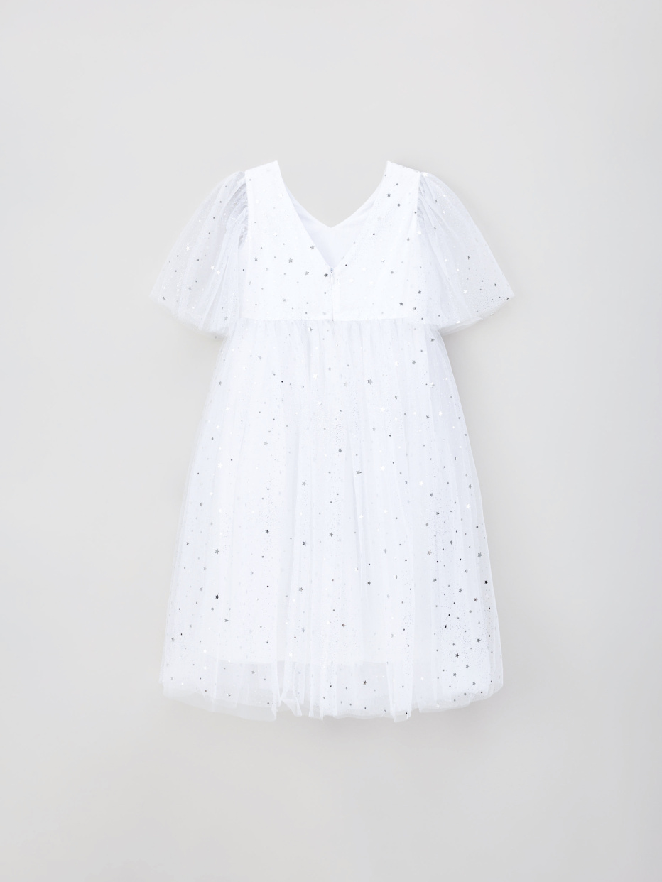 Белое пышное платье с пайетками для девочек, фото - 4