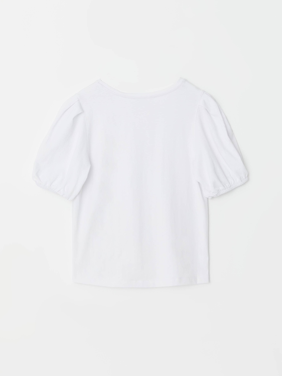 Трикотажная футболка с рукавами-фонариками для девочек, фото - 4