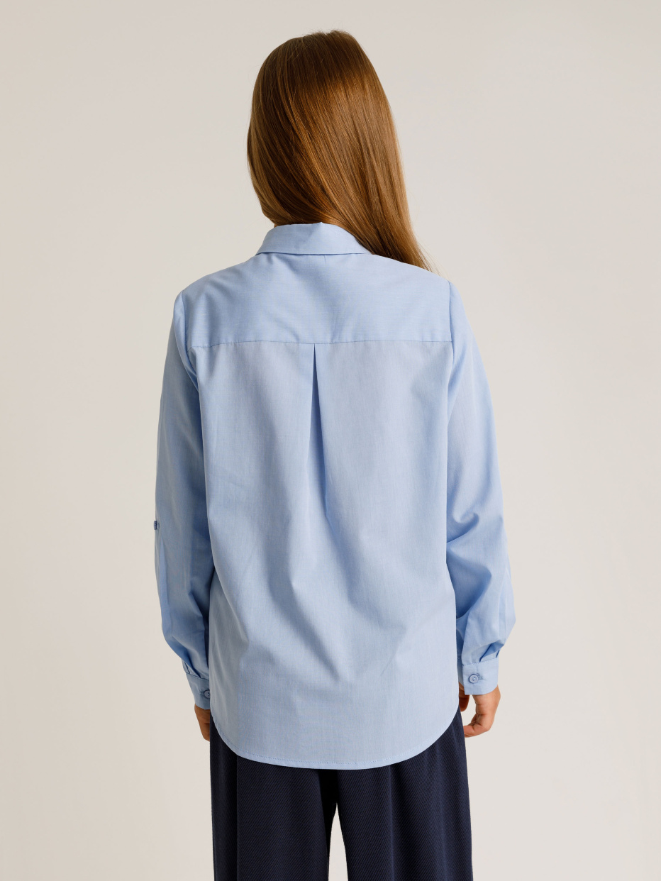Блузка для девочек из ткани шамбрэ, фото - 3